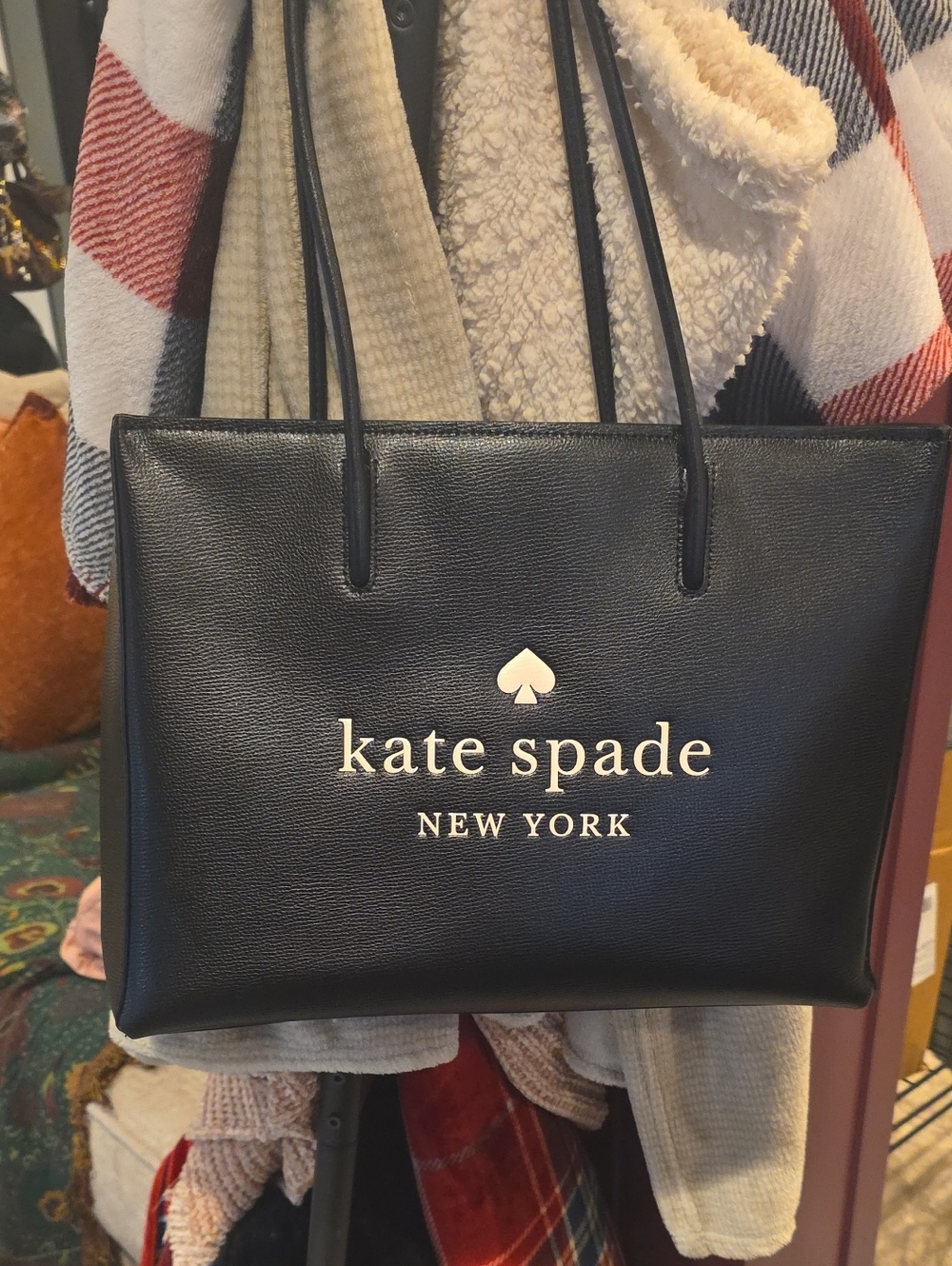 kate spade Black Leather Logo Tote